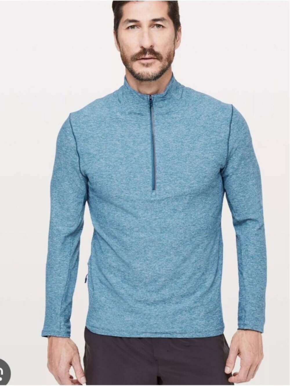 Lululemon Surge Warm 1/2 Zip Heathered Pewter Blue